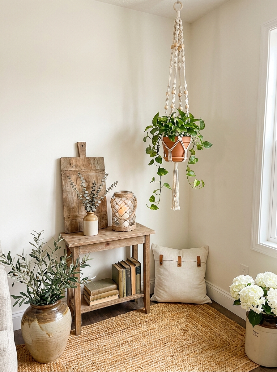 Macramé Plant Hanger with Wood Beads