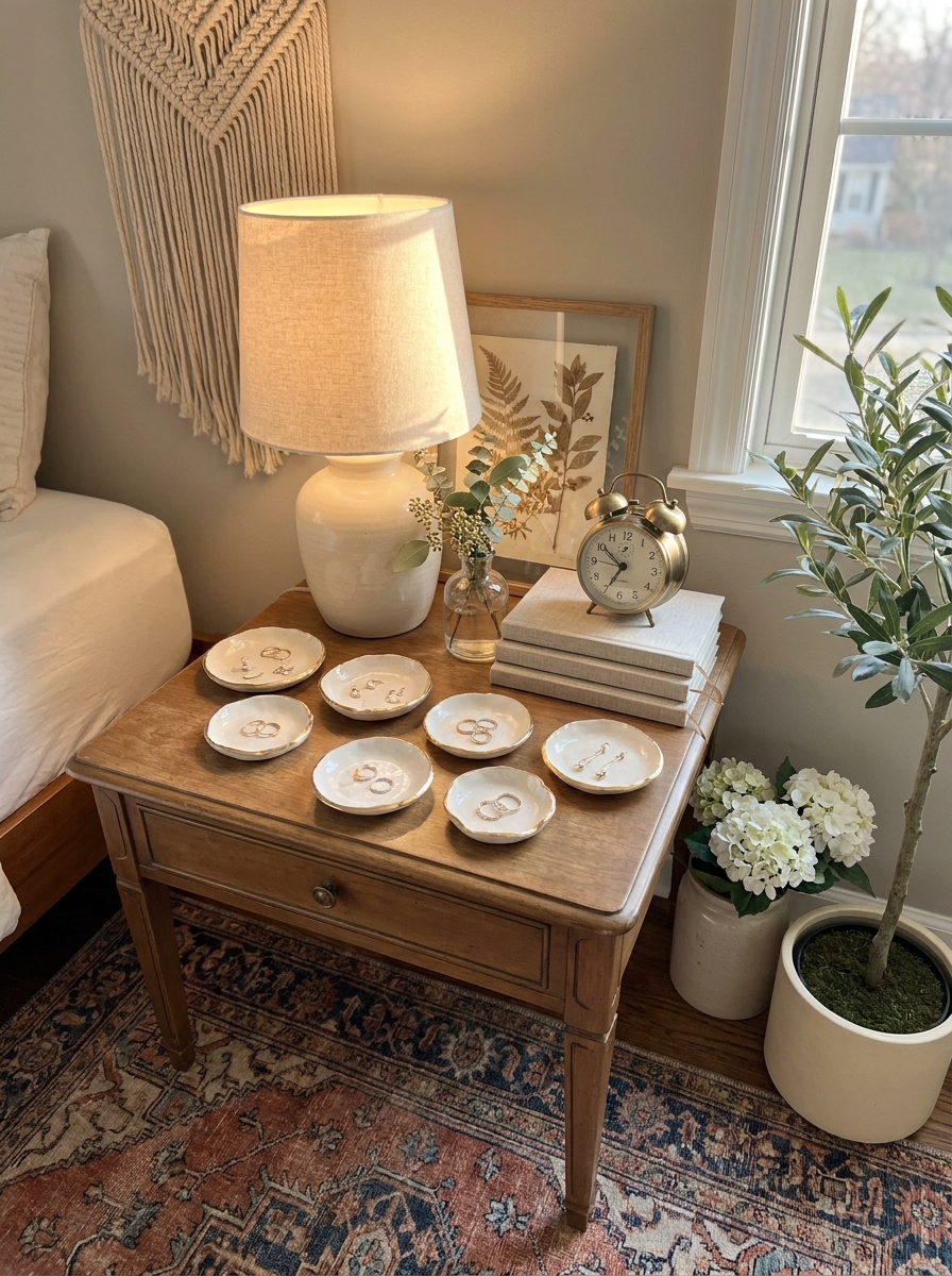 Ceramic Ring Dish with Gold Rim