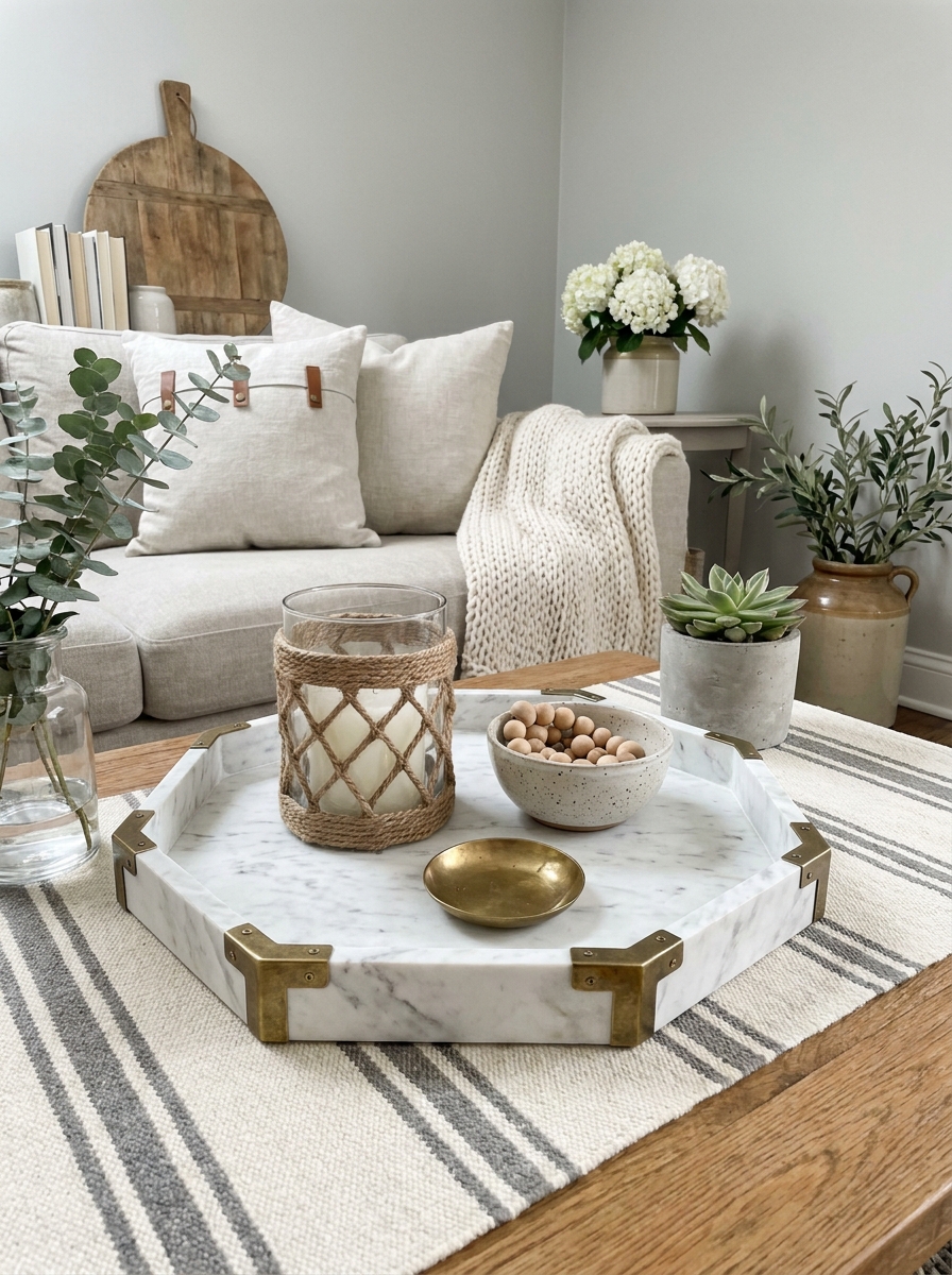 Faux Marble Hexagon Tray