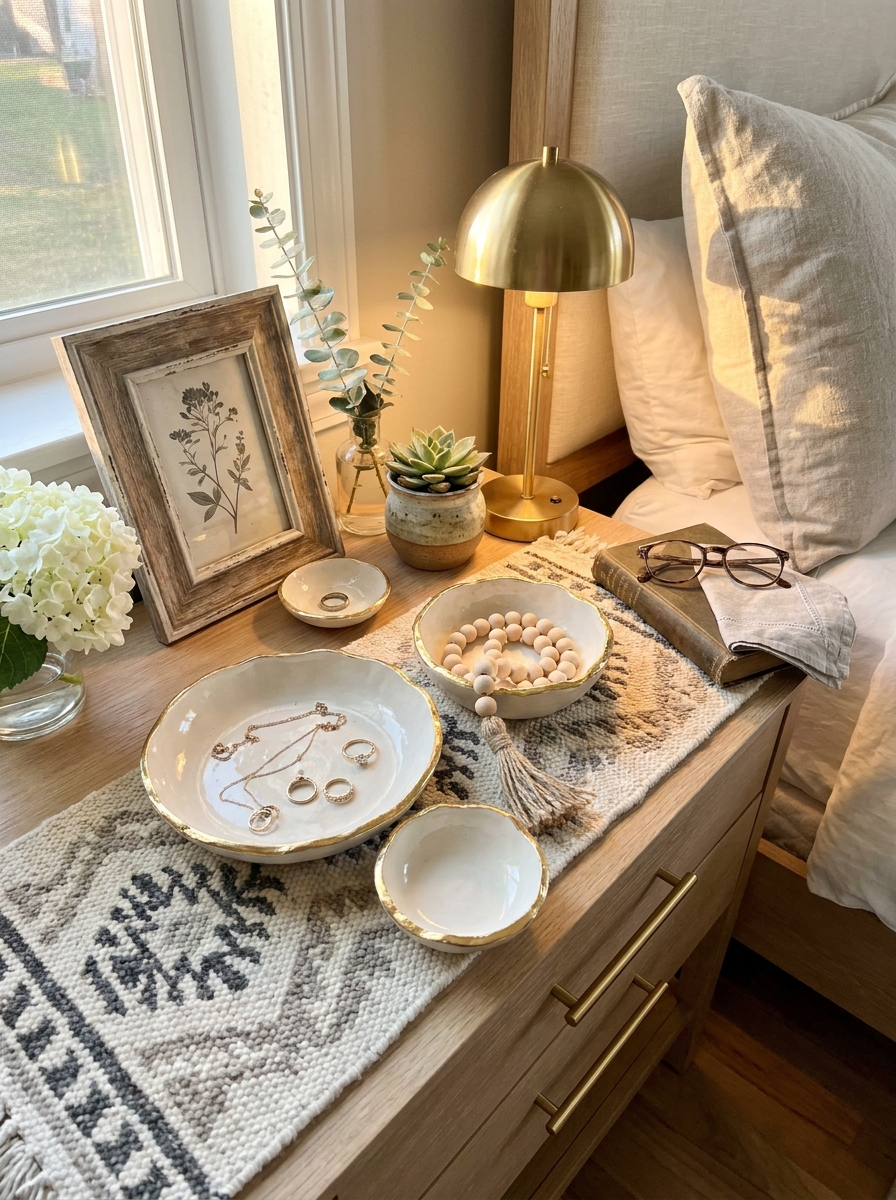 Gilded Edge Ceramic Catchall Dish