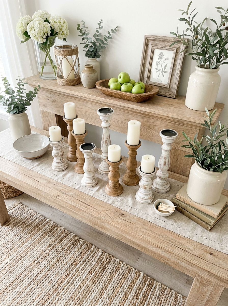 Turned Wood Candlestick Collection