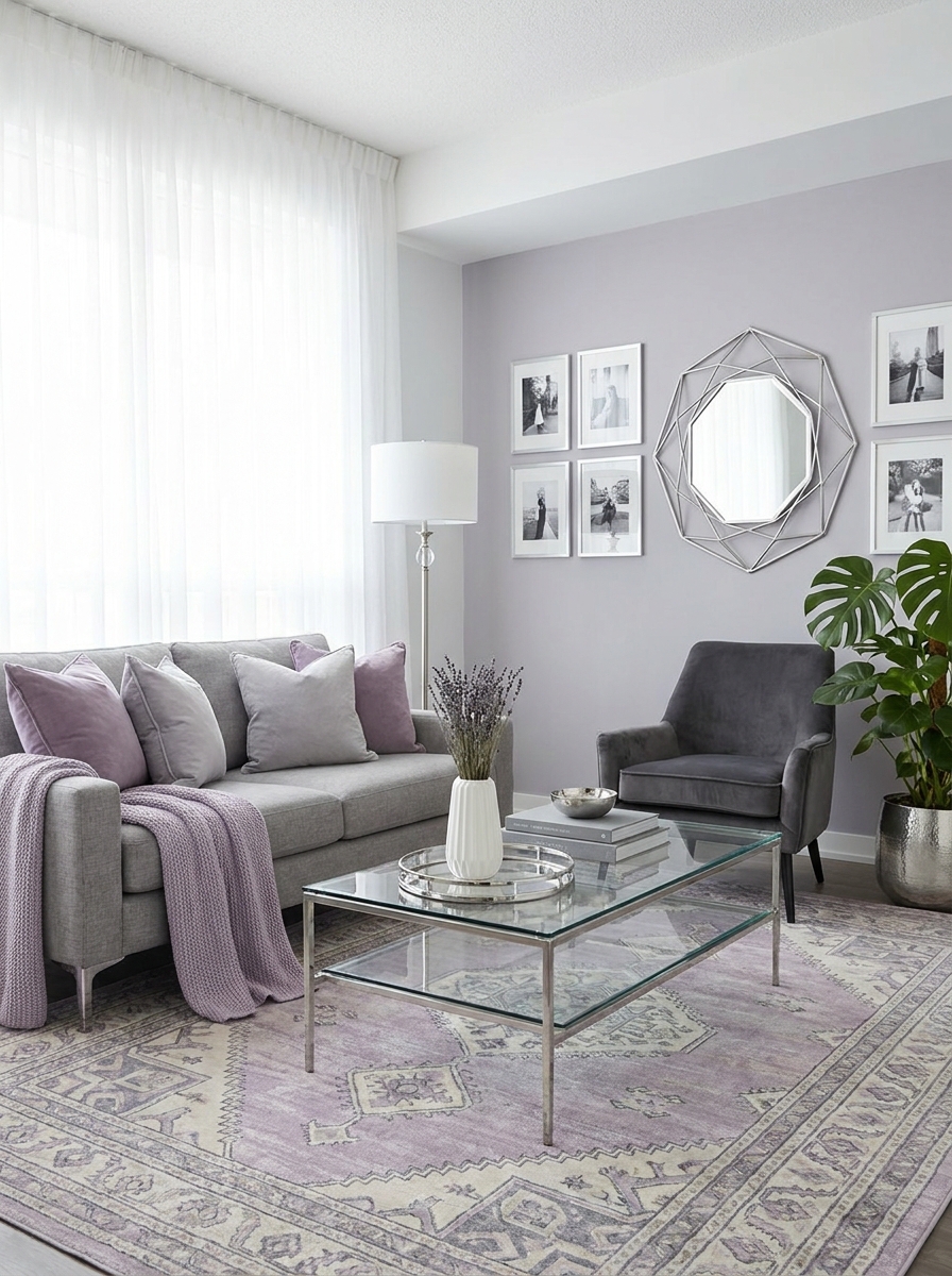 Soft Lavender with Gray and Silver