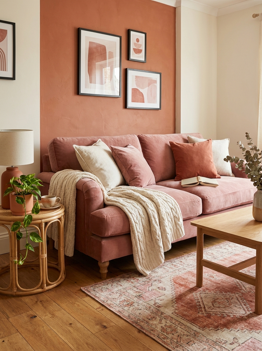 Warm Terracotta with Dusty Rose and Ivory
