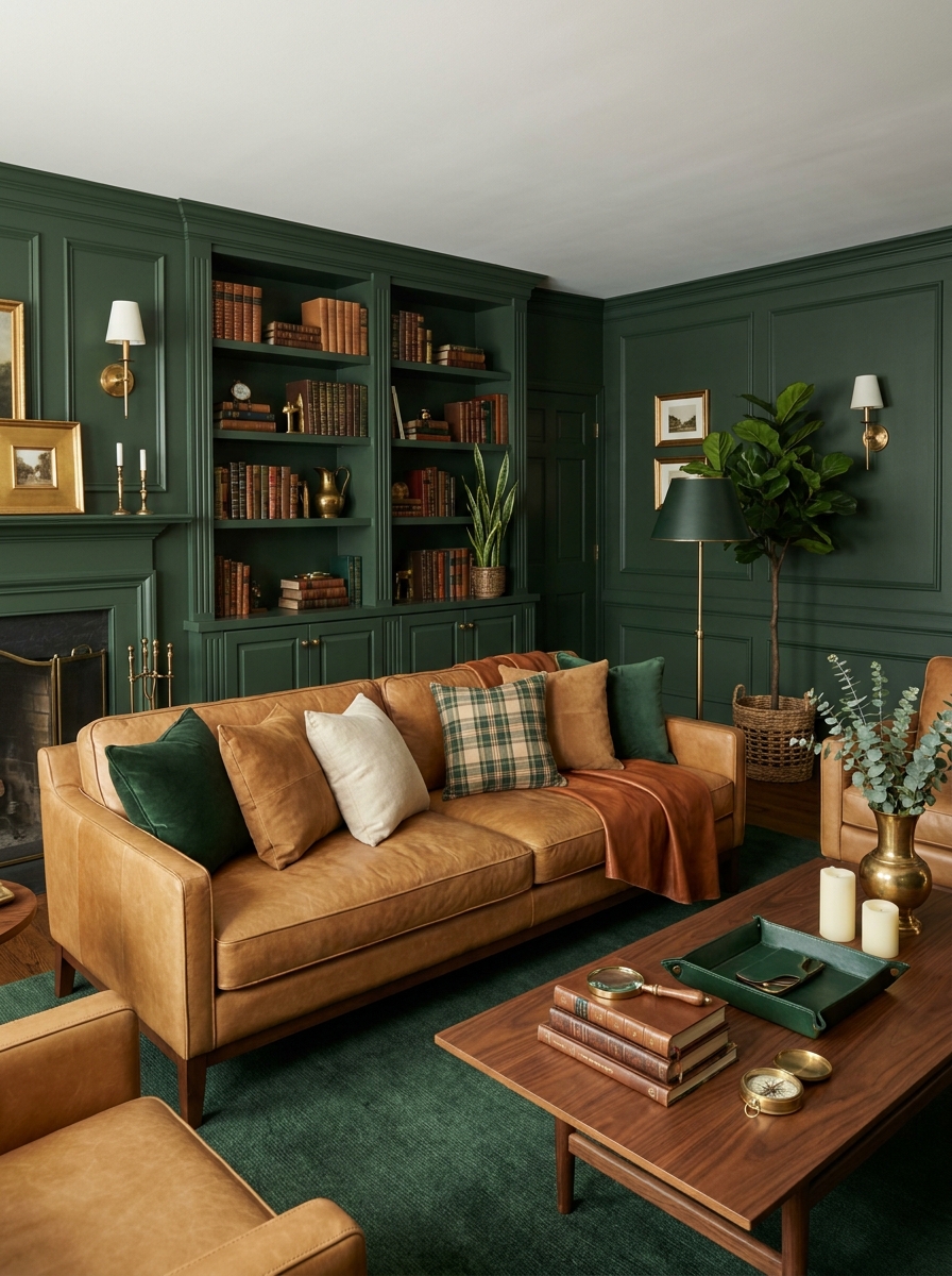 Forest Green with Camel Leather and Aged Brass