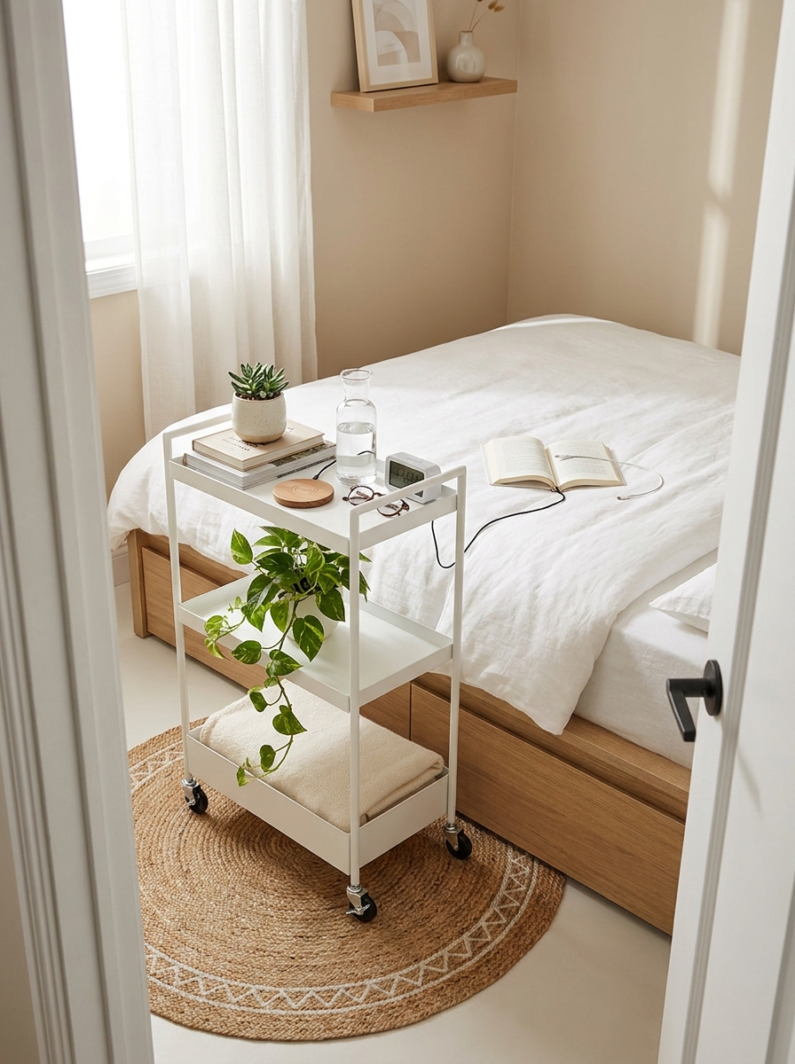Use a Rolling Cart Instead of a Nightstand