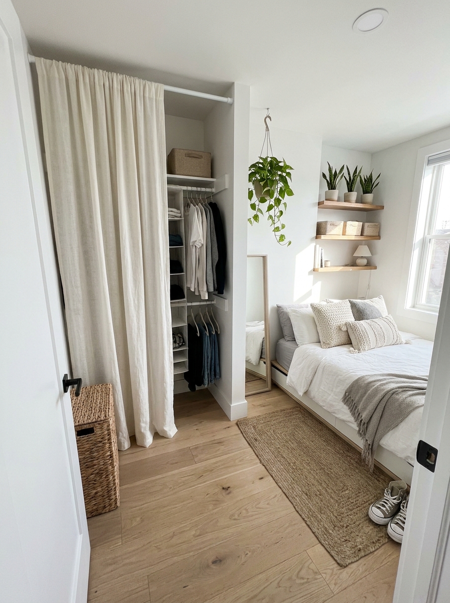Replace a Traditional Closet Door with a Tension Curtain