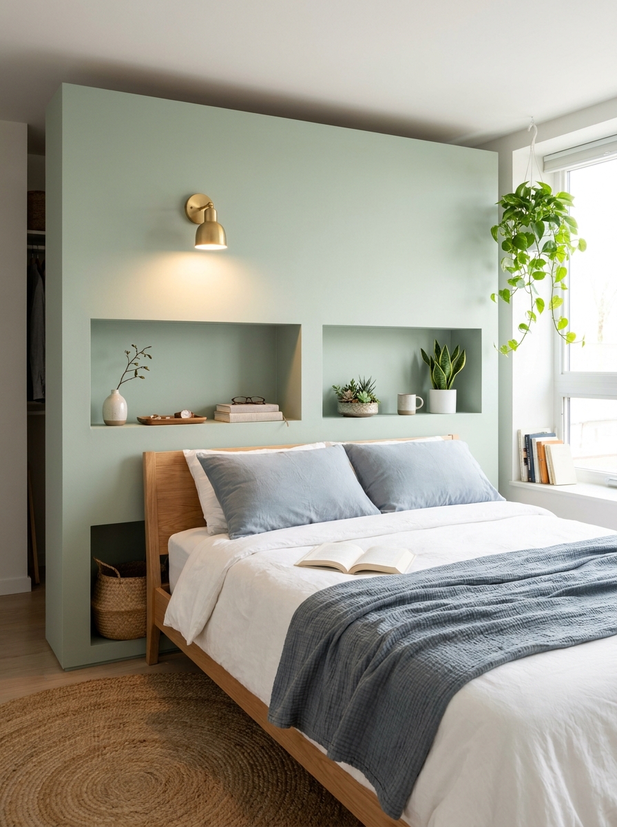 Create a False Wall Headboard with Secret Storage Behind It
