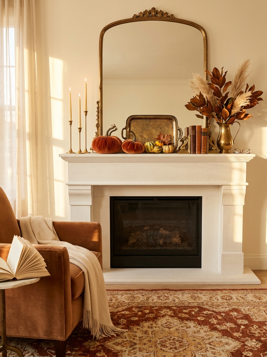 Burnt Orange Velvet and Brass Luxe