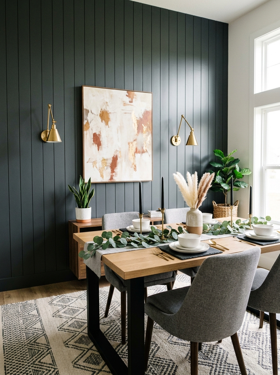 Floor-to-Ceiling Vertical Shiplap Accent Wall