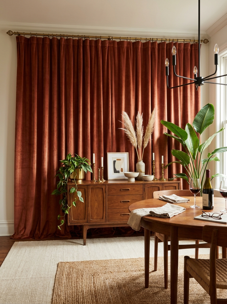Dramatic Ceiling-to-Floor Drapery Panels as Textured Wall Art