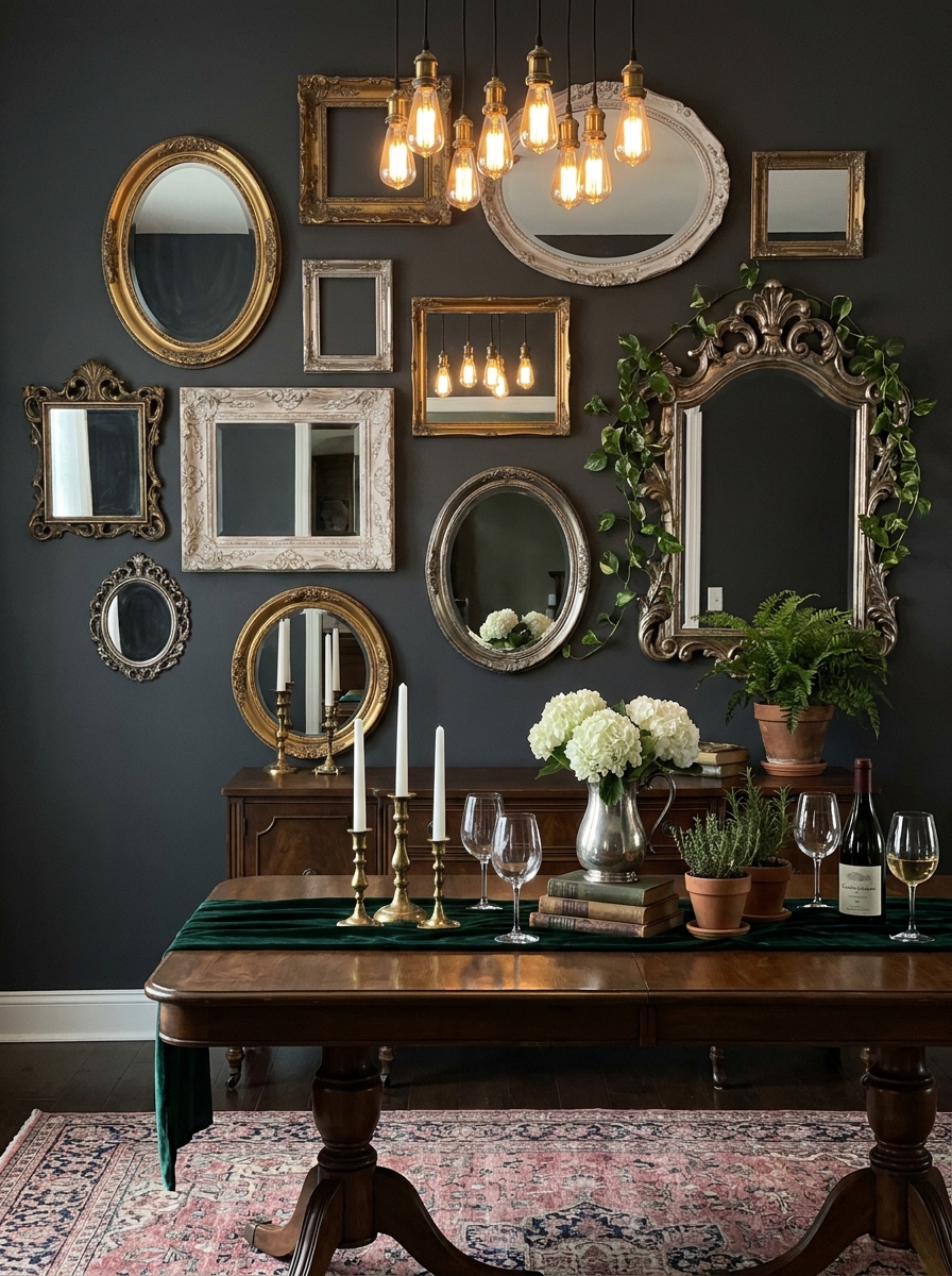 Vintage Mirror and Frame Collage with Dimensional Layering