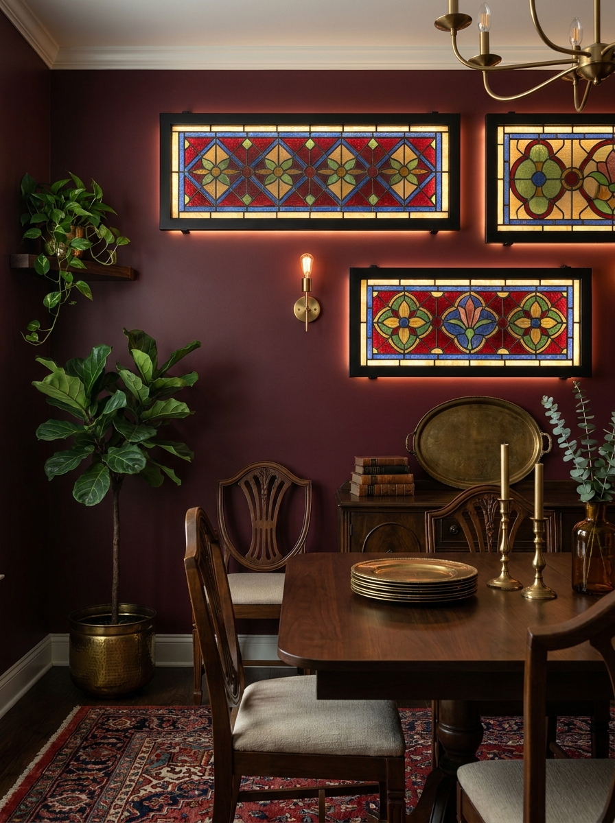 Stained Glass Window Panels Mounted as Backlit Art