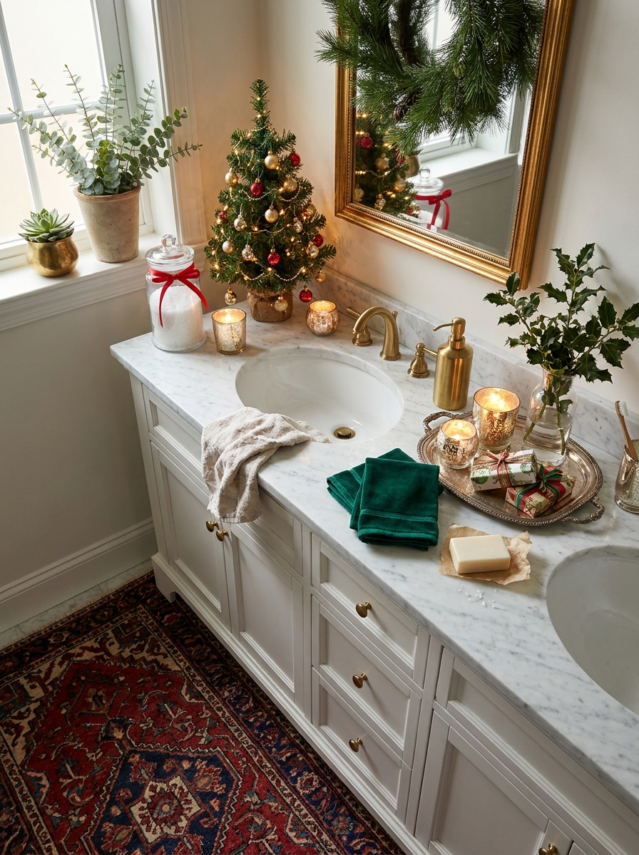 A Bathroom That Sparkles with Festive Surprise