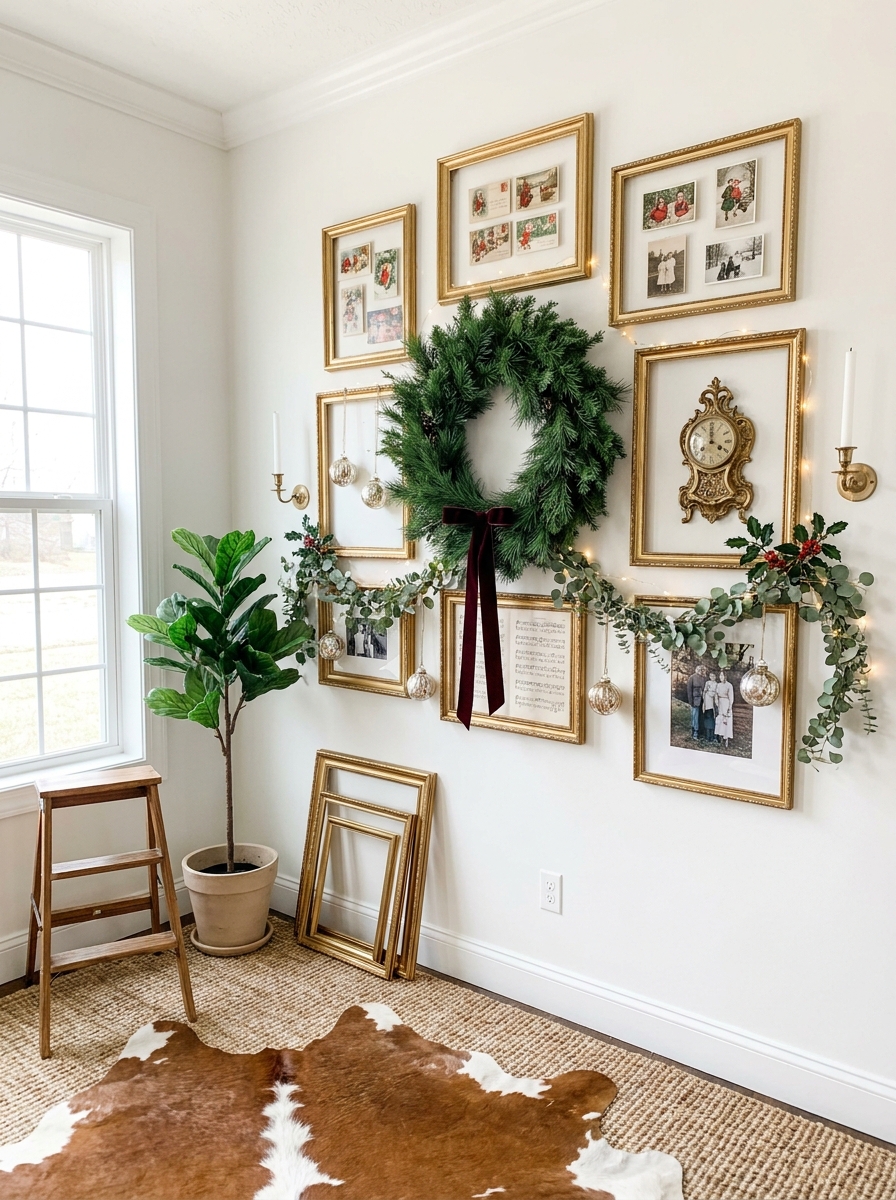 A Gallery Wall Given a Festive Glow Up