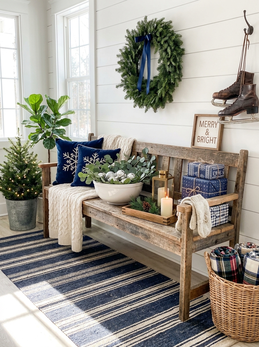 A Bench or Trunk That Becomes a Festive Landing Spot