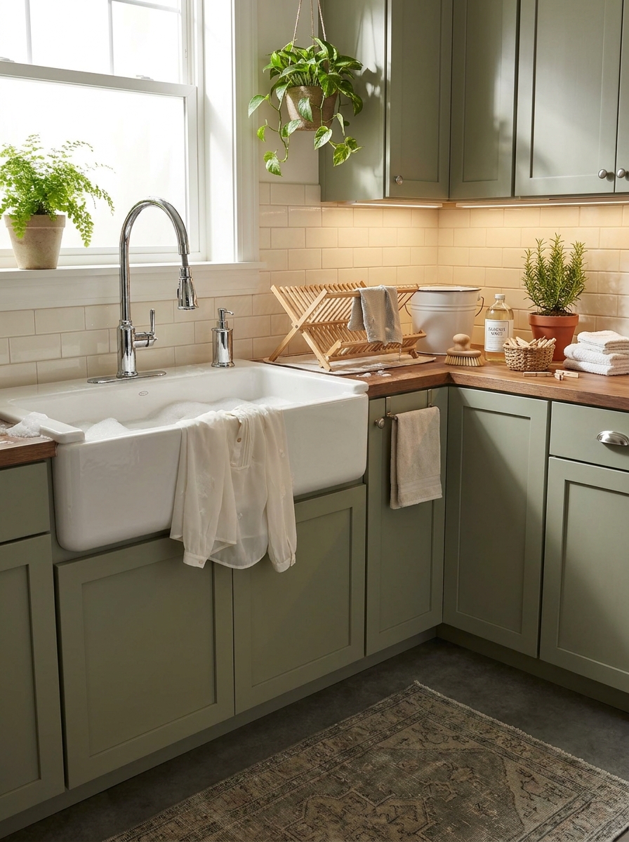 Install a Utility Sink with Overhead Faucet for Soaking
