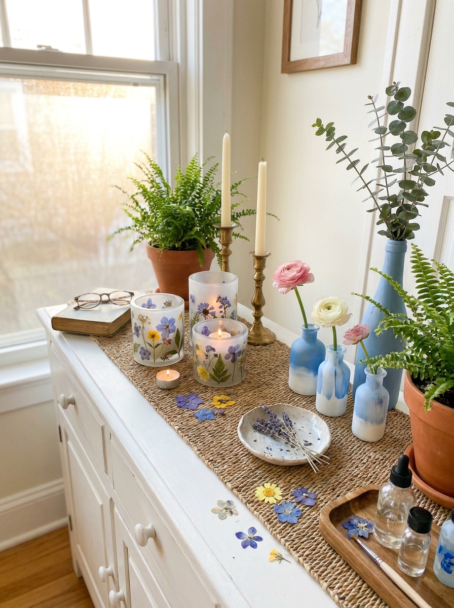 Pressed Flower Resin Candle Holders