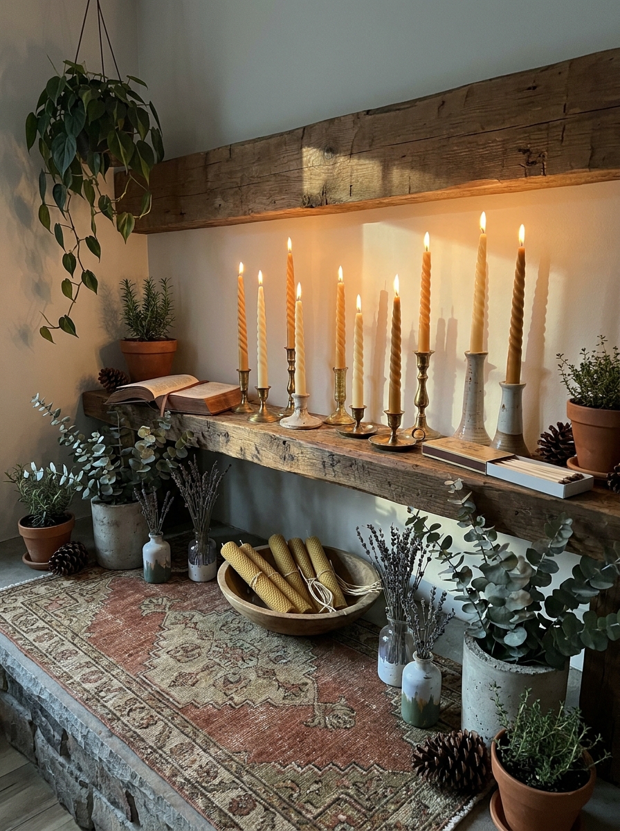 Twisted Beeswax Taper Candles