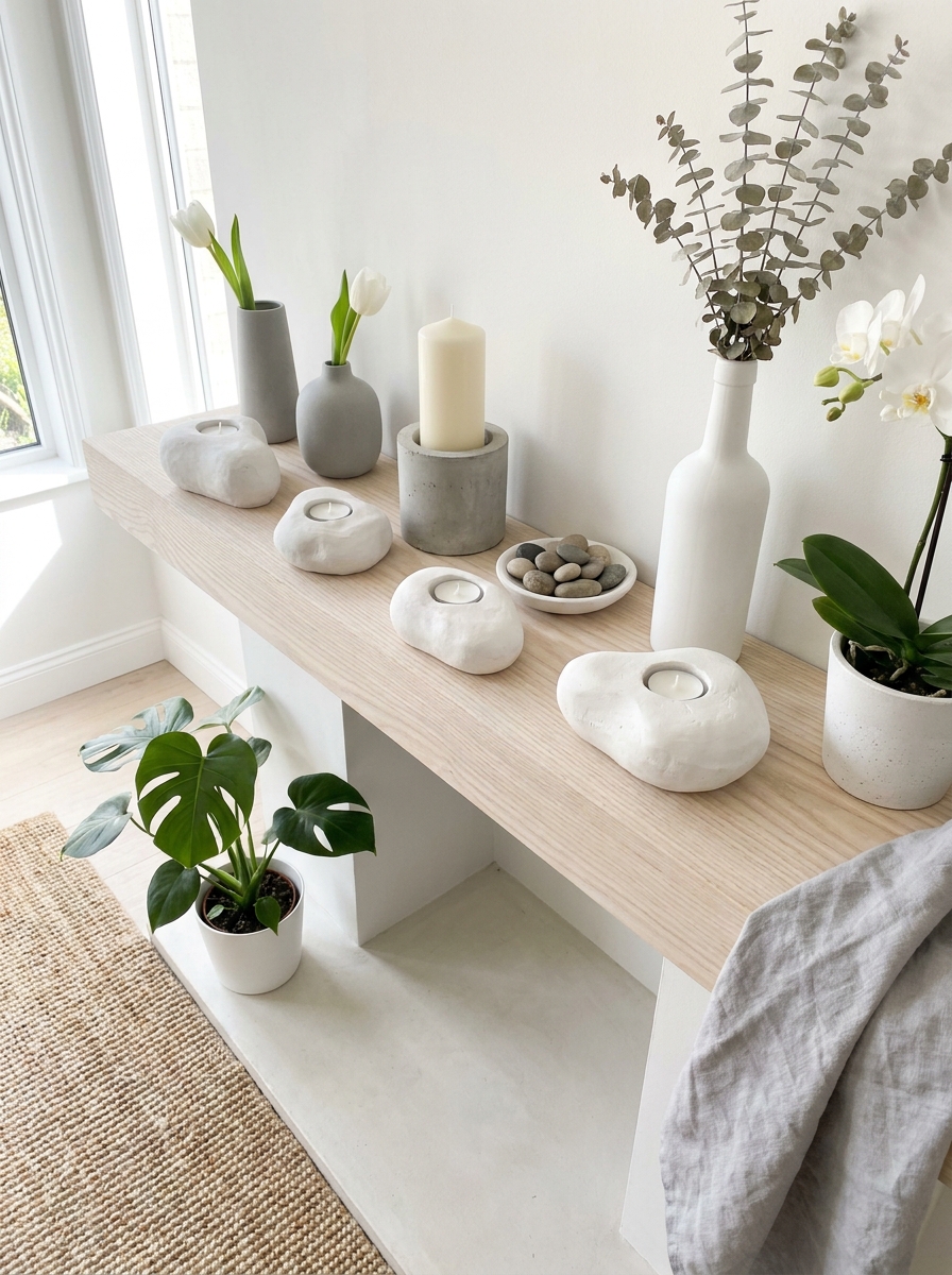 Sculptural Plaster Candle Vessels with Natural Divots