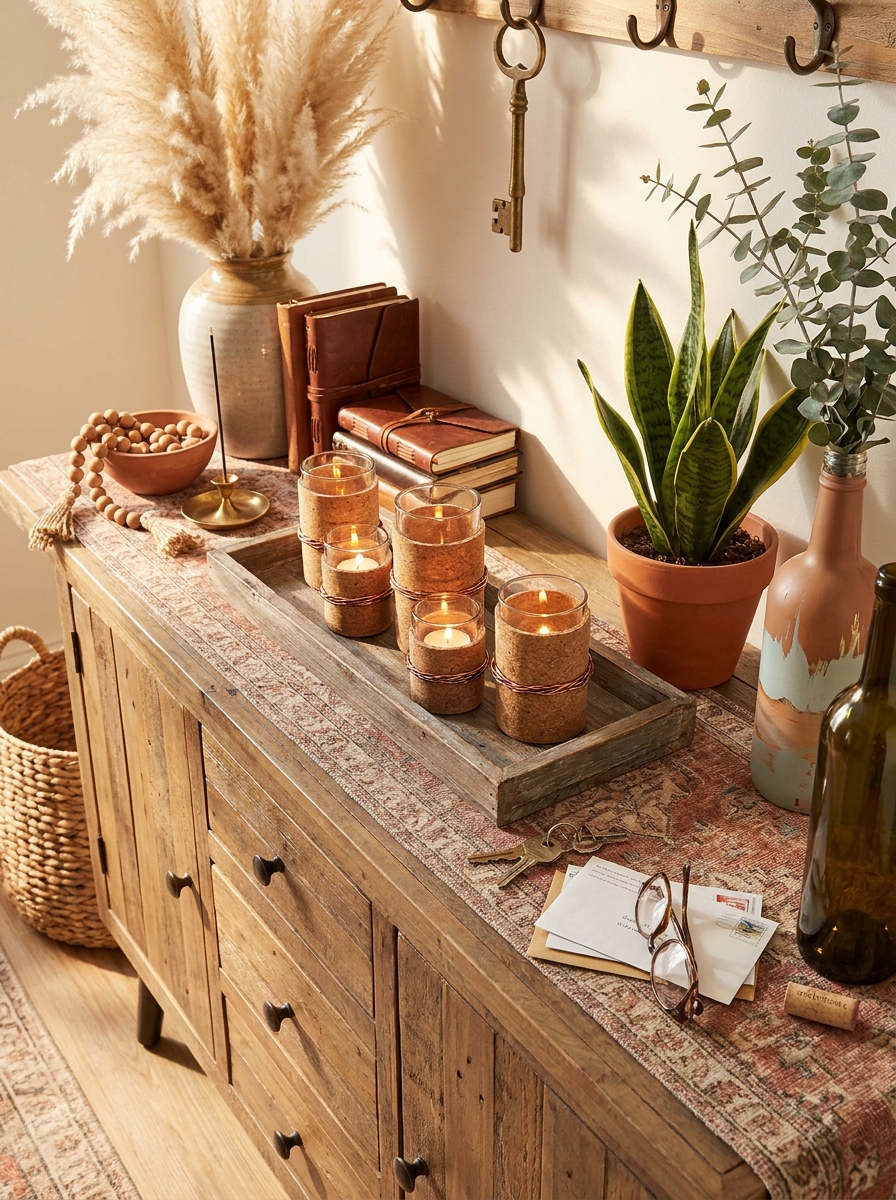 Cork-Wrapped Votive Holders with Copper Wire
