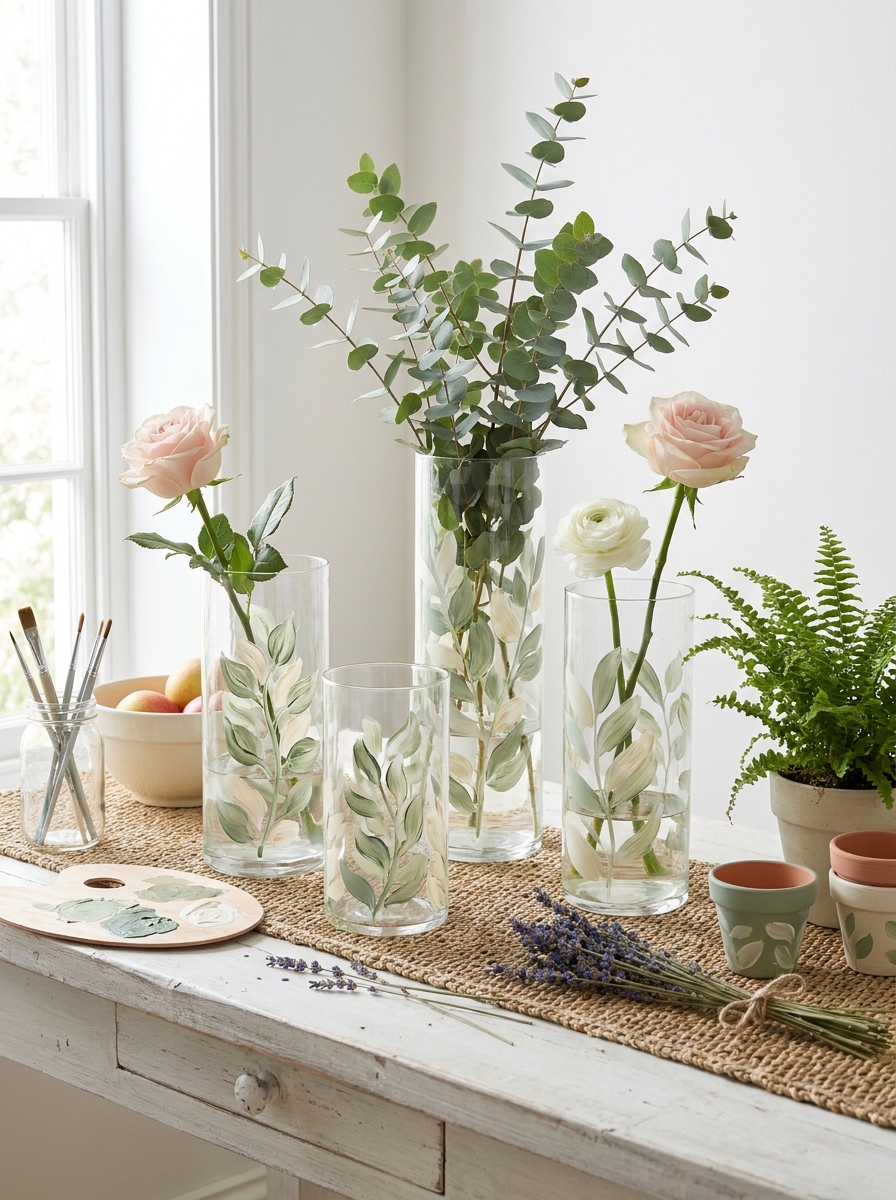 Painted Botanical Vase Collection
